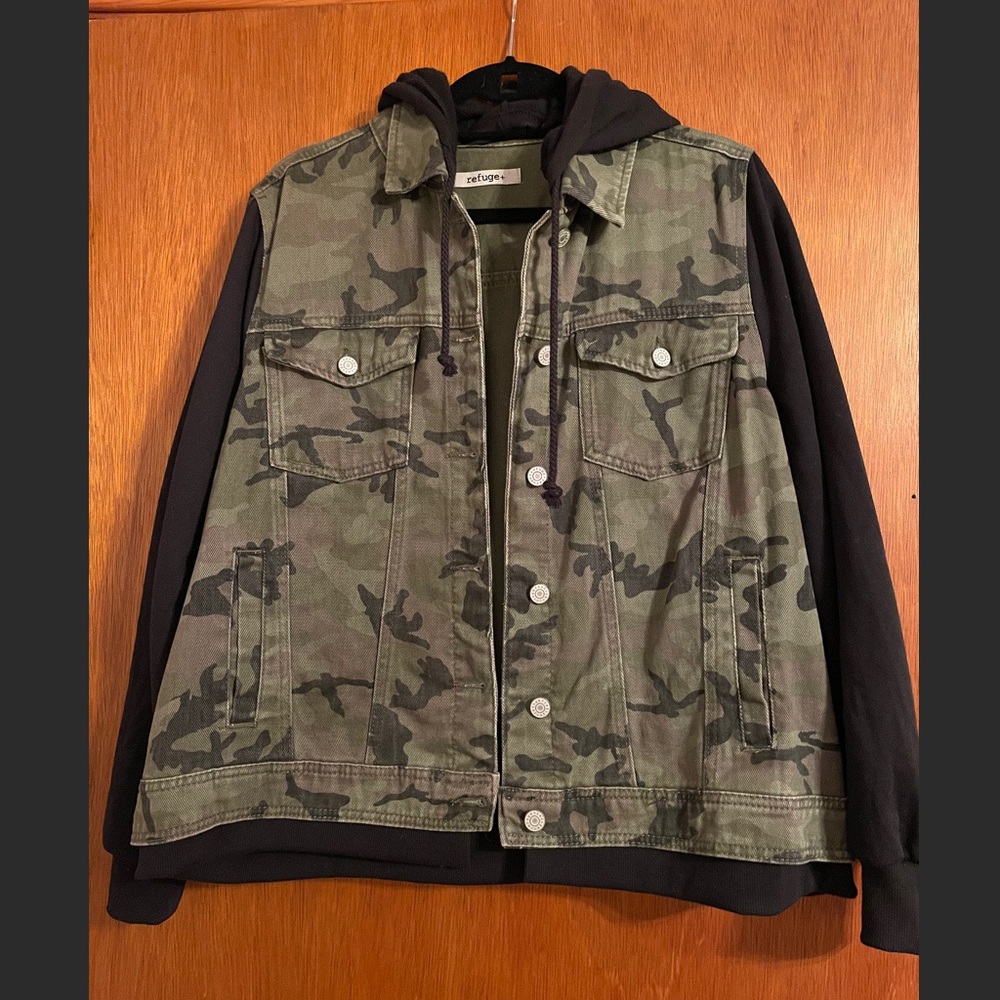 Denim Camo Hoodie Jacket